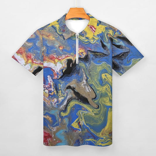 Marbled Zip-up Polos